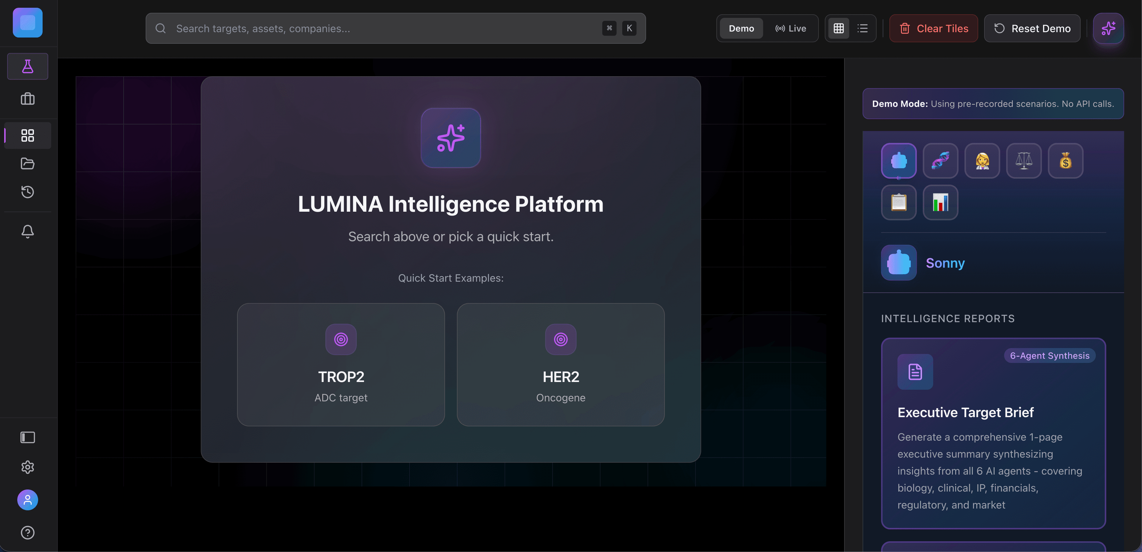 LUMINA dashboard screenshot